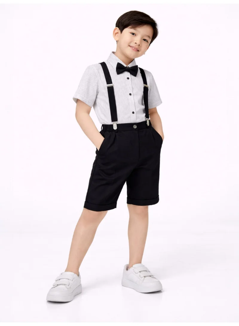 Victor And Jane  Boys 4 Pc Set Formal Shirt, Shorts, Suspenders & Bow Tie Set for Men | Best Price UAE